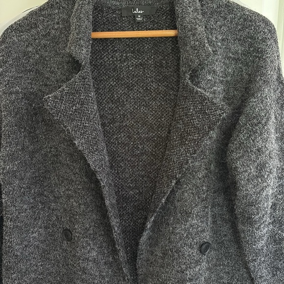 Lulus Cuddle Club Black Marled Long Sleeve Coatigan Open Front Size M - Picture 11 of 12